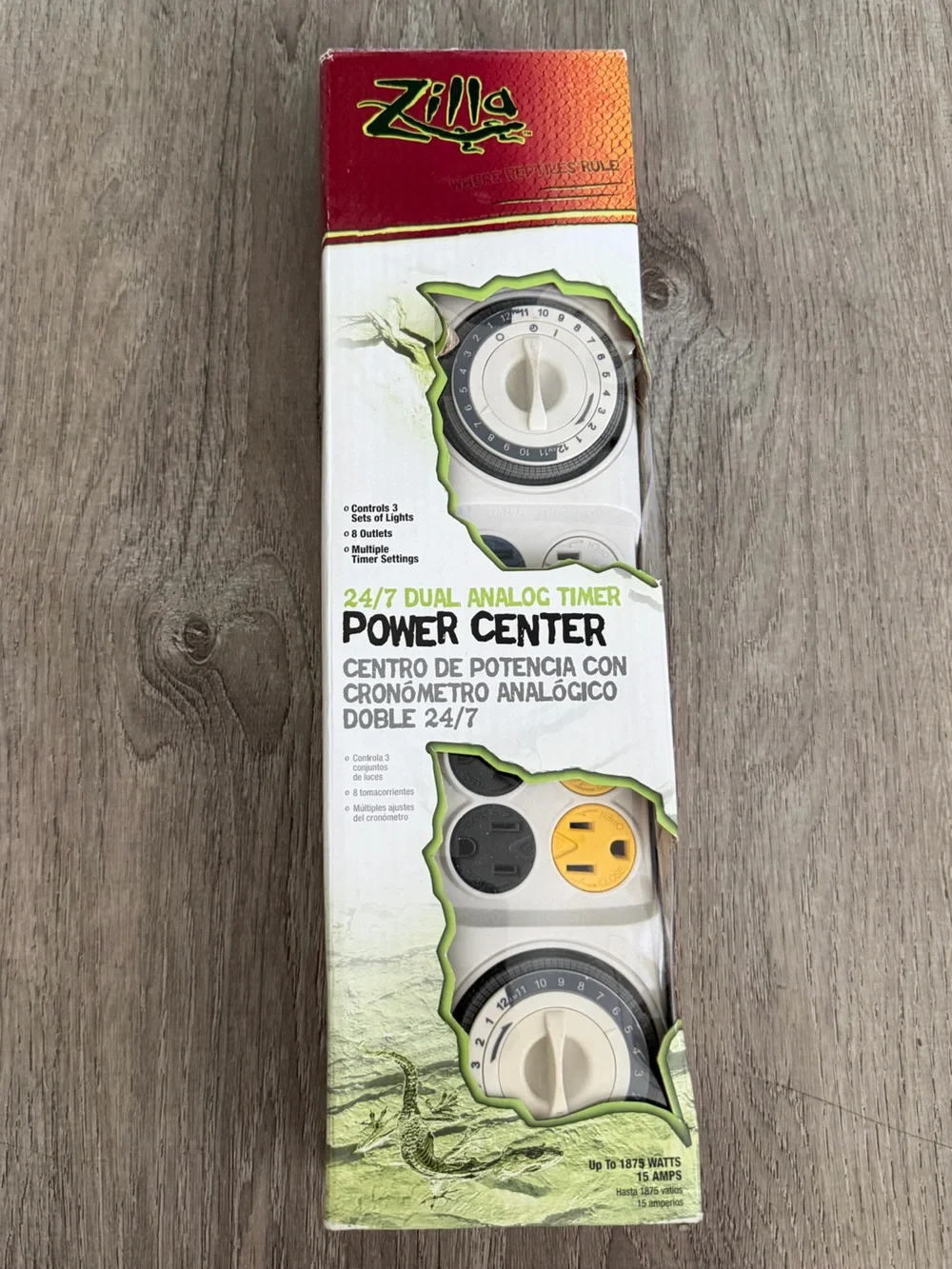Zika Dual Analog Timer Power Center - White with Yellow & Black Sockets